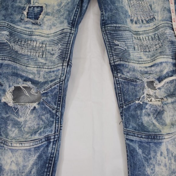 Men’s Focus Company Co Distressed Acid Washed Demin Skater Jeans size 34x32 - Picture 4 of 11